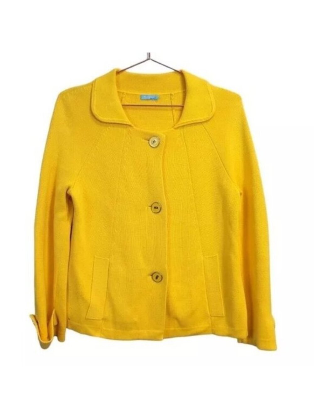 J. Mclaughlin | Button Front Knit Blazer Jacket Cardigan Bright Yellow